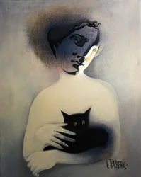 Figura enigmática, gato preto
