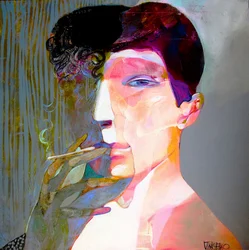 Retrato vibrante de um fumador