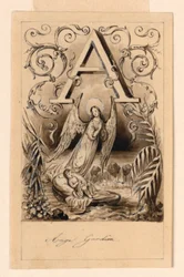 Design para a letra A de uma cartilha: Ange Gardien (Anjo da Guarda)