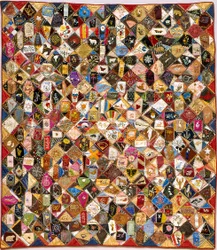 Crazy Quilt (seda, algodão, lã, linho, cortado, bordado)
