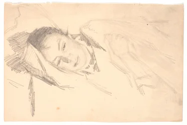 A esposa do artista descansa
