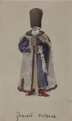 Figurinos para a ópera O Mercador Kalashnikov de A. Rubinstein, 1901