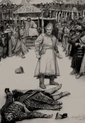 Ilustração do poema The Song of the Merchant Kalashnikov de M. Lermontov, 1891.