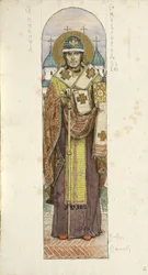 São Nikita, Bispo de Novgorod Estudo para afrescos na Catedral de São Vladimirs de Kiev, 1884-1889