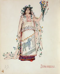 Beleza de primavera. Figurino da ópera Snow Maiden de N. Rimsky-Korsakov, 1885