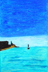 Paisagem marítima em azul vibrante
