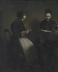 Noite na Sala de Desenho. A mãe e esposa do artista