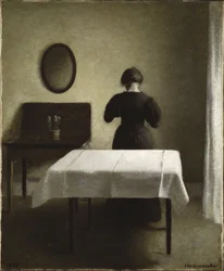 Interieur - Interior, de Hammershoi, Vilhelm (1864-1916). Óleo sobre tela