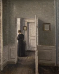 Interior com uma mulher de pé (óleo sobre tela)