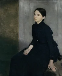 Retrato de uma jovem mulher. A irmã do artista, Anna Hammershøi