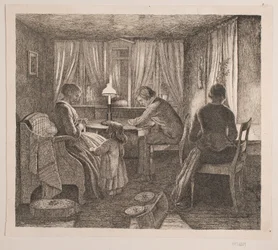 Interior com a família do artista