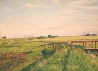Paisagem de campo com uma ponte