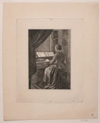 Retrato da esposa do pintor tocando piano