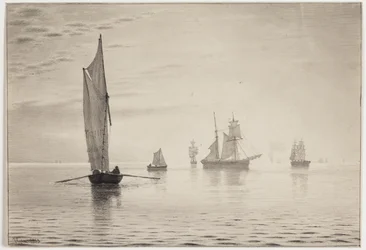 Navios em clima calmo no lago