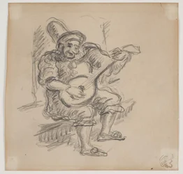 palhaço tocando alaúde