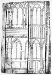 Cópia de fac-símile da Senhora Fr 19093 fol.31v Elevação Exterior e Interior das Paredes Laterais da Catedral de Reims