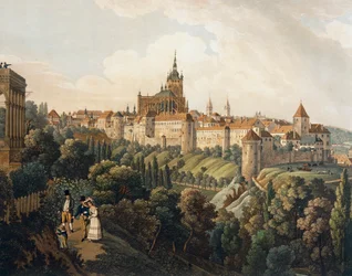 Vista de Praga a partir do Belvedere por Vincent Morstadt (aguarela)