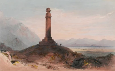 Coluna de Alexandre perto de Cabul, c.1842 (lito a cores)