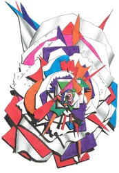 Acima de 2017, (tinta colorida sobre papel)