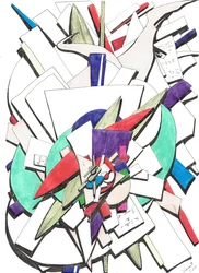 No topo, 2017, (tinta colorida sobre papel)