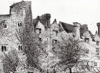 Ruína do Castelo Hay on Wye, 2007, (tinta no papel)