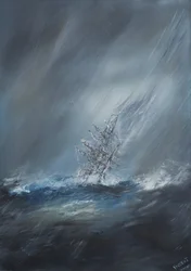 HMS Beagle em Storm off Cape Horn 24 de dezembro de 1832. 2012, (óleo sobre tela)