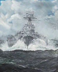 HMS Hood cabeças para Bismarck 23 de maio de 1941, 2014, (óleo sobre tela)