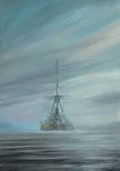 SMS Derfflinger Scapa Flow 1919, 2016, (tinta a óleo sobre tela)