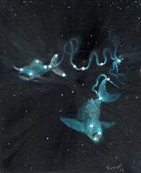 Star sign Pisces, 2016, (óleo sobre tela)