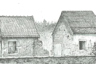 casa perto da fronteira França/Suíça, 2008; (tinta sobre papel)