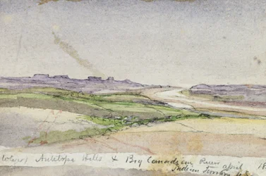 Antelope Hills e Big Canadian River, 1869 (aguarela sobre papel)