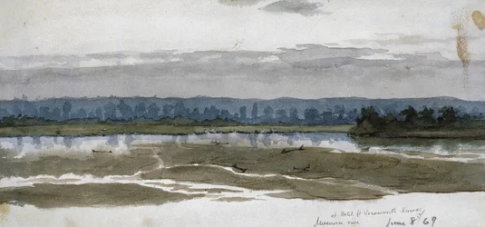 No Hotel, Fort Leavenworth, Kansas, Rio Missouri, 8 de junho de 1869 (aquarela)