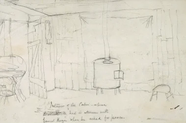 Interior da Cabana onde a Chaleira Preta teve seu interino com o General Hazen quando ele pediu paz, 1869-71