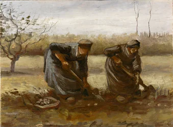 Duas camponesas cavando batatas, 1885.
