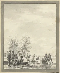 Entretenimento de gelo no Buiten Spaarne perto de Haarlem no Herberg