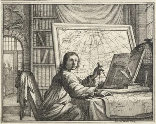 Homem com bússola em mapas