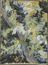 Acacia in flower - Acacia Flowering, de Gogh, Vincent, van (1853-1890). Óleo sobre tela. Tamanho: 33x24 cm. Nationalmuseum Estocolmo