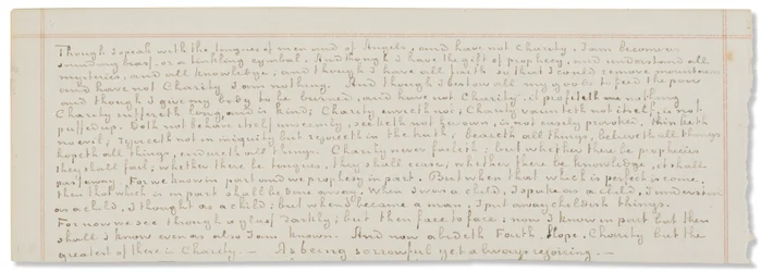 Manuscrito autógrafo, transcrições de textos bíblicos em inglês