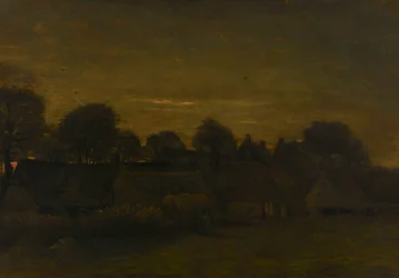 Aldeia agrícola ao crepúsculo