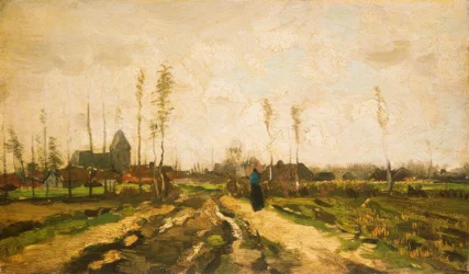Paisagem com igreja e casas