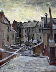""Casas vistas de trás"" (Casas vistas de trás) Pintura de Vincent van Gogh (1853-1890) 1885 Dim 44x33,5 cm Museu Van Gogh, Amsterdã