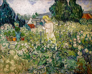 Miss gachet no seu jardim em Auvers-sur-Oise