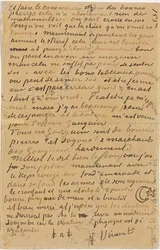 Página de uma carta de Vincent a seu irmão Theo, executada em Arles, 1888