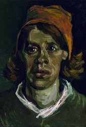"" Retrato de uma mulher camponesa com capuz vermelho "" (cabeça de uma mulher camponesa com capuz vermelho) pintura de Vincent van Gogh (1853-1890)