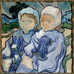 Retrato de duas garotas pintadas por Vincent Van Gogh (1853-1890) 1890 Sun. 0,51x0,51 m Paris, musee d