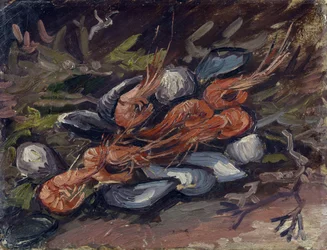 Camarões e Mexilhões (crevettes et moules) par Gogh, Vincent, van (1853-1890). Óleo sobre tela, tamanho : 26,5x34,8