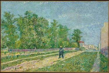 Estrada nos limites de Paris, fazendeiro carregando uma pá no ombro, 1887