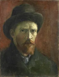 Auto-retrato com chapéu de feltro par Gogh, Vincent, van (1853-1890). Óleo sobre tela, tamanho : 41,5x32,5