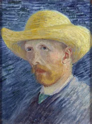 Auto-retrato com Chapéu de Palha par Gogh, Vincent, van (1853-1890). Óleo sobre tela, tamanho : 41,8x31,5
