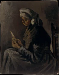 A descascadora de batatas (verso: autorretrato com chapéu de palha)